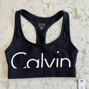 Calvin Klein Racerback Cut-Off Logo Sport Bra